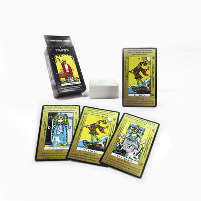 কাস্টমাইজড ডিজাইন 310gsm কালো কোর কাগজ ট্যারোট কার্ড ব্যক্তিগতকৃত Oracle ডেক জন্য বিনামূল্যে নমুনা সঙ্গে